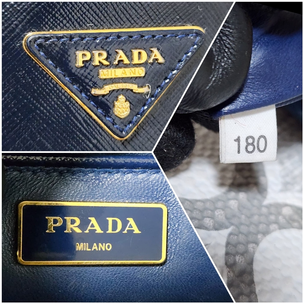 Prada Saffiano Vernice Pyramid Bag Navy Blue - Picture 4 of 15